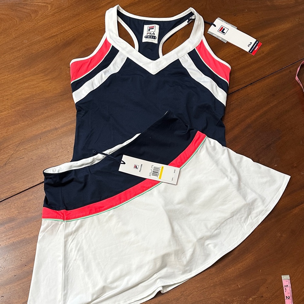 Fila Black and White Athletic Dress with Red Highlights - Picture 1 of 16